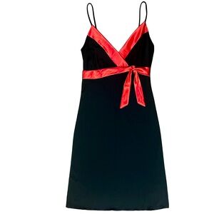 M Collection Woman’s Black Dress w/ Red Ribbon Accent